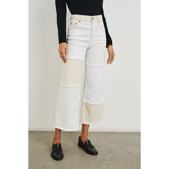 Rails Getty Crop Wide Leg Jeans in Ecru Patchwork size 31 Orig. $218 - Picture 4 of 8
